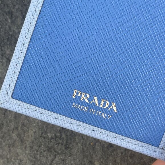 Prada Saffiano Leather Blue Ling Snap Wallet - Picture 9 of 14